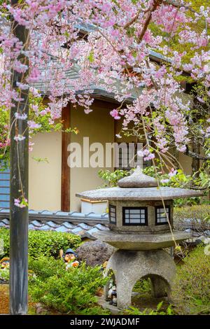 Kyoto, Giappone - 6 aprile 2023: Il Tempio di Adashino Nenbutsuji, fondato nel 811, è situato su una collina e leggermente distante dalla principale area turistica di Arash Foto Stock