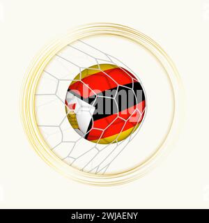 Gol dello Zimbabwe, simbolo astratto del calcio con illustrazione della palla dello Zimbabwe in rete da calcio. Illustrazione dello sport vettoriale. Illustrazione Vettoriale