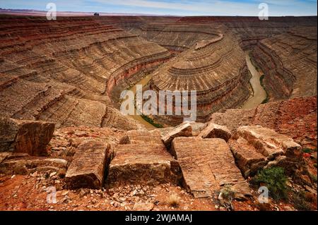 Una vista panoramica del Goose Neck State Park, Utah. Foto Stock