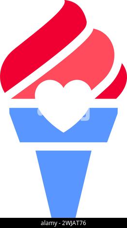 Icona del gelato o simbolo di San Valentino, insegna delle festività, stile moderno vettoriale. Illustrazione Vettoriale