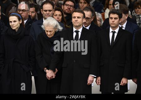 Parigi, Francia. 14 febbraio 2024. © Julien Mattia/le Pictorium/MAXPPP - Parigi 14/02/2024 Julien Mattia/le Pictorium - 14/02/2024 - Francia/Ile-de-France/Parigi - Hommage National a Robert Badinter, devant le ministere de la Justice a Paris, le 14 Fevrier 2024. - Valeurs ACtuelles out, JDD out, No JDD, no russia, russia out/14/02/2024 - Francia/Ile-de-France (regione)/Parigi - tributo nazionale a Robert Badinter, di fronte al Ministero della giustizia di Parigi, 14 febbraio 2024. Crediti: MAXPPP/Alamy Live News Foto Stock