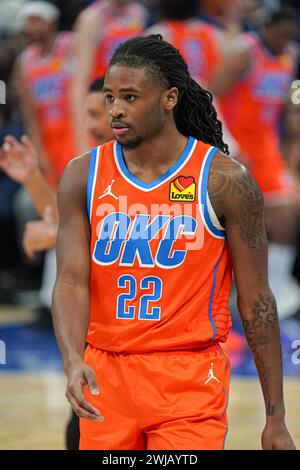 Orlando, Florida, Stati Uniti, 13 febbraio 2024, la guardia degli Oklahoma Thunder Cason Wallace #22 al Kia Center. (Foto: Marty Jean-Louis/Alamy Live News Foto Stock