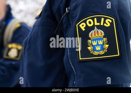 Polizia svedese, un agente di polizia svedese. Foto Stock