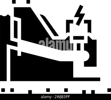 illustrazione vettoriale dell'icona del glifo idroelettrico della generazione di energia Illustrazione Vettoriale