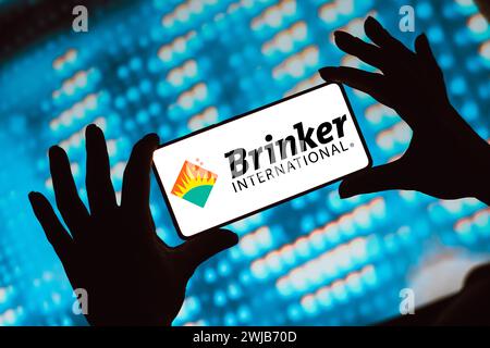 In questa immagine, il logo Brinker International, Inc. Viene visualizzato sullo schermo di uno smartphone. (Foto di Rafael Henrique / SOPA Images/Sipa USA) *** esclusivamente per notizie editoriali *** Foto Stock