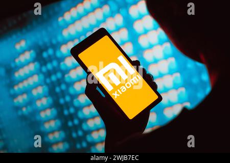 In questa immagine, il logo Xiaomi Inc. Viene visualizzato sullo schermo di uno smartphone. Foto Stock