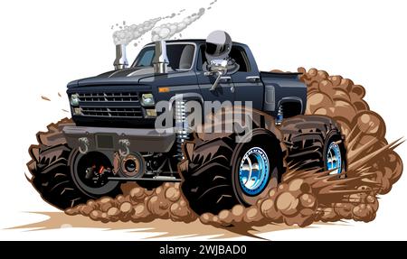 Monster Truck dei cartoni animati. Disponibile EPS-10 separato da gruppi e livelli con effetti di trasparenza per il ricoloramento con un solo clic Illustrazione Vettoriale