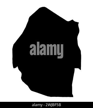 Mappa di Eswatini, il paese sudafricano isolato su uno sfondo bianco Foto Stock