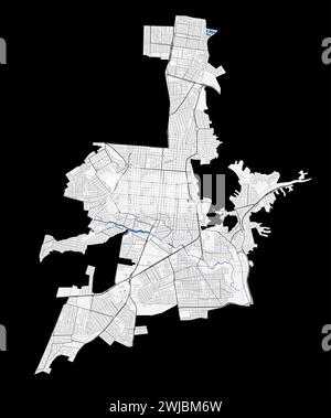 Mappa di Salta, città in Argentina. Mappa dell'area amministrativa municipale con fiumi e strade, parchi e ferrovie. Illustrazione vettoriale. Illustrazione Vettoriale