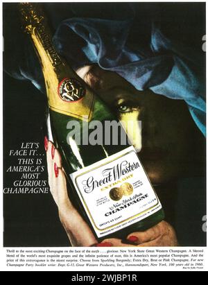1958 annuncio pubblicitario a stampa Great Western Champagne. Questo è lo champagne più glorioso d'America. Foto Stock