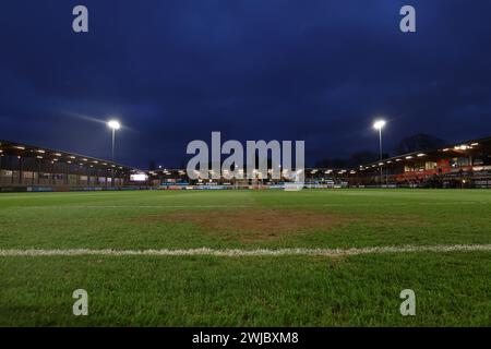 Dartford, Regno Unito. 14 febbraio 2024. Dartford, Kent, 14 febbraio 2024: Vista generale del Princes Park durante la partita di calcio della Continental Tyres League Cup tra London City Lionesses e Arsenal al Princes Park a Dartford, Inghilterra. (James Whitehead/SPP) credito: SPP Sport Press Photo. /Alamy Live News Foto Stock