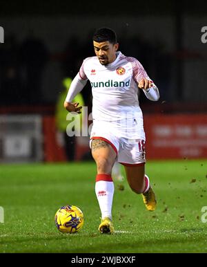 Josh Gordon di Walsall durante la partita Sky Bet EFL League Two tra Crawley Town e Walsall al Broadfield Stadium , Crawley , UK - 13 febbraio 2024 foto Simon Dack / Telephoto Images. Solo per uso editoriale. Niente merchandising. Per le immagini di calcio si applicano restrizioni fa e Premier League inc. Non è consentito l'utilizzo di Internet/dispositivi mobili senza licenza FAPL. Per ulteriori dettagli, contattare Football Dataco Foto Stock