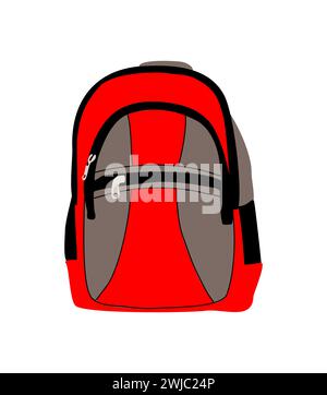 Set di zaini isolati su sfondo bianco. Illustrazione Vettoriale