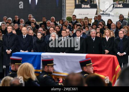 Parigi, Francia. 14 febbraio 2024. Julien Mattia/le Pictorium - omaggio nazionale a Robert Badinter - 14/02/2024 - Francia/Ile-de-France (regione)/Parigi - omaggio nazionale a Robert Badinter a Place Vendome, Parigi, 14 febbraio 2024 credito: LE PICTORIUM/Alamy Live News Foto Stock