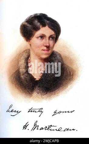 Harriet Martineau geb. 12. Juni 1802 a Norwich Gest. 27. Juni 1876 bei Ambleside War eine britische Schriftstellerin, Historisch, digital restauriert Foto Stock