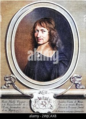 Nicolas Fouquet geb. 23. Febbraio 1615 a Parigi Gest. 23. März 1680 in der Festung von Pignerol, Marchese von Belle Isle, Vicomte von Melun und von Vaux Foto Stock