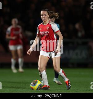 Dartford, Regno Unito. 14 febbraio 2024. Dartford, Kent, 14 febbraio 2024: Lia Walti (13 Arsenal) durante la partita di calcio della Continental Tyres League Cup tra London City Lionesses e Arsenal al al Princes Park di Dartford, Inghilterra. (James Whitehead/SPP) credito: SPP Sport Press Photo. /Alamy Live News Foto Stock