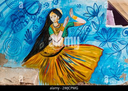 Street-Art in den Strassen der Altstadt von Jodhpur, Rajasthan, Indien Foto Stock