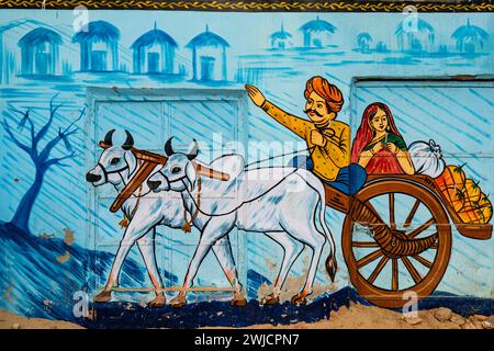 Street-Art in den Strassen der Altstadt von Jodhpur, Rajasthan, Indien Foto Stock