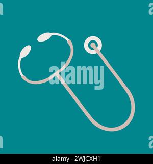 Uno stetoscopio di strumento medico per ascoltare i polmoni e gli organi interni da un medico. Vettore semplice sullo sfondo. Illustrazione Vettoriale