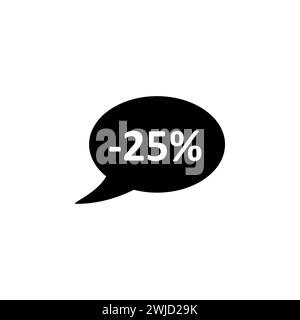 Icona vettoriale piatta sconto bolla vocale. Simbolo solido semplice isolato su sfondo bianco Illustrazione Vettoriale
