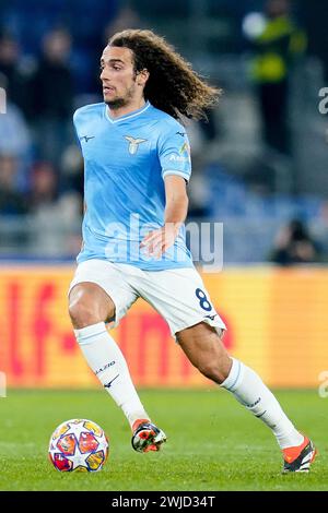 Roma, Italia. 14 febbraio 2024. Matteo Guendouzi del SS Lazio durante il turno di UEFA Champions League 16 tra SS Lazio e FC Bayern Monaco allo Stadio Olimpico Roma il 14 febbraio 2024 a Roma. Crediti: Giuseppe Maffia/Alamy Live News Foto Stock