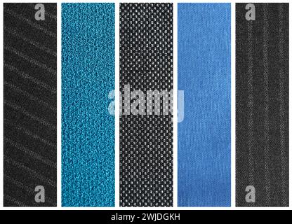 Texture di diversi tessuti colorati, vista dall'alto Foto Stock