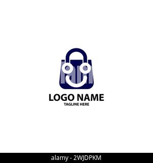 design vettoriale con logo smile shopping bag Illustrazione Vettoriale