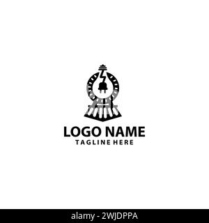 vettore di progettazione del logo della lampadina elettrica train Illustrazione Vettoriale