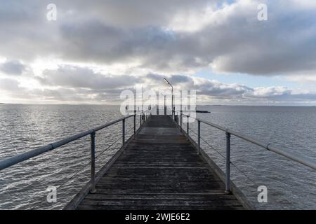 Molo sul lago Albert, Meningie, Australia meridionale Foto Stock