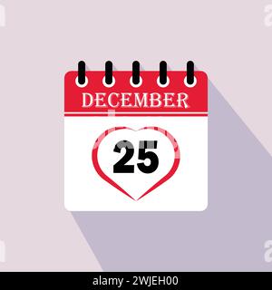 Icona giorno calendario - 25 dicembre. 25 giorni del mese, illustrazione vettoriale. Illustrazione Vettoriale