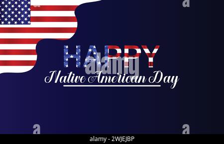 Happy Native American Day bellissimo testo illustrazione design Illustrazione Vettoriale