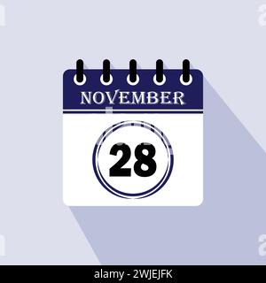 Icona giorno calendario - 28 novembre. 28 giorni del mese, illustrazione vettoriale. Illustrazione Vettoriale