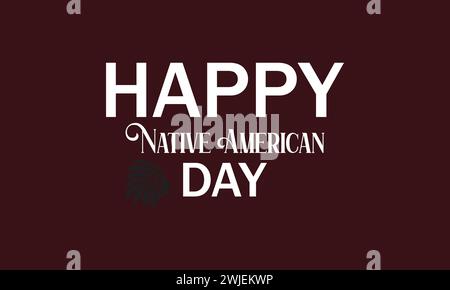 Happy Native American Day bellissimo testo illustrazione design Illustrazione Vettoriale