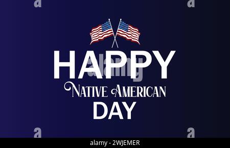 Happy Native American Day bellissimo testo illustrazione design Illustrazione Vettoriale