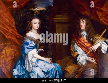 Anne Hyde (1637-1671), duchessa di York e suo marito Giacomo, duca di York (1633-1701), il futuro re Giacomo II e VII, ritratto a olio su tela di Sir Peter Lely, 1661-1662 Foto Stock