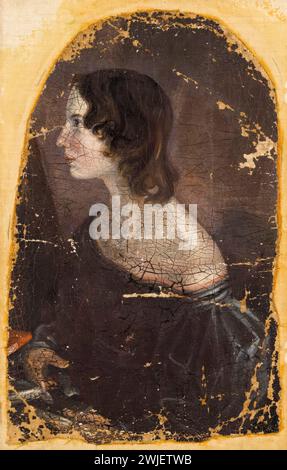 Emily Brontë (1818-1848), scrittrice e poetessa inglese, ritratto a olio su tela di Patrick Branwell Brontë, circa 1833 Foto Stock