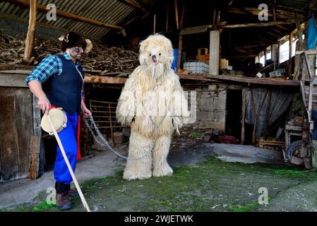 Maschere Vijanera in riunione di Vilariño de Conso, Ourense, Spagna Foto Stock