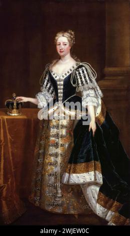 Carolina di Ansbach (1683-1737), Regina consorte di Gran Bretagna e Irlanda ed Elettrice di Hannover 1727-1737 come moglie di re Giorgio II, ritratto a olio su tela dello studio di Charles Jervas, 1727 Foto Stock