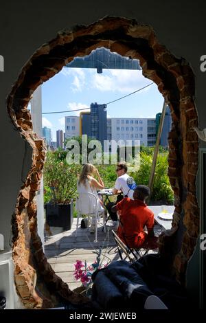 Paesi Bassi, Rotterdam: Tetto dell'edificio Schieblok, ex edificio per uffici nel centro della città, con giardino Foto Stock