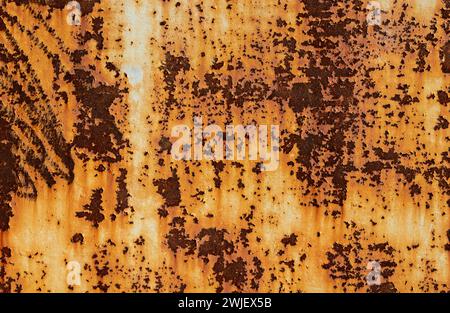 Fondo di ruggine metallica. Consistenza della lamiera arrugginita. Foto Stock