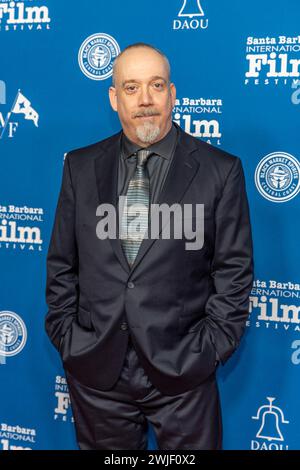 Santa Barbara, Stati Uniti. 14 febbraio 2024. Paul Giamatti arriva al 39° Santa Barbara International Film Festival dove viene premiato con il Cinema Vanguard Award all'Arlington Theatre di Santa Barbara, CA il 14 febbraio 2024. (Foto di Rod Rolle/Sipa USA) credito: SIPA USA/Alamy Live News Foto Stock