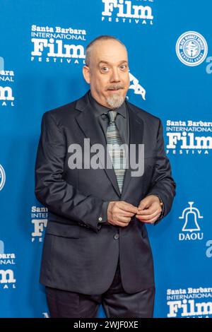 Santa Barbara, Stati Uniti. 14 febbraio 2024. Paul Giamatti arriva al 39° Santa Barbara International Film Festival dove viene premiato con il Cinema Vanguard Award all'Arlington Theatre di Santa Barbara, CA il 14 febbraio 2024. (Foto di Rod Rolle/Sipa USA) credito: SIPA USA/Alamy Live News Foto Stock