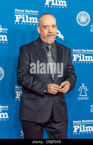 Santa Barbara, Stati Uniti. 14 febbraio 2024. Paul Giamatti arriva al 39° Santa Barbara International Film Festival dove viene premiato con il Cinema Vanguard Award all'Arlington Theatre di Santa Barbara, CA il 14 febbraio 2024. (Foto di Rod Rolle/Sipa USA) credito: SIPA USA/Alamy Live News Foto Stock