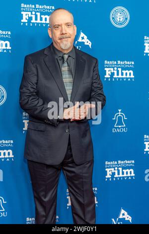 Santa Barbara, Stati Uniti. 14 febbraio 2024. Paul Giamatti arriva al 39° Santa Barbara International Film Festival dove viene premiato con il Cinema Vanguard Award all'Arlington Theatre di Santa Barbara, CA il 14 febbraio 2024. (Foto di Rod Rolle/Sipa USA) credito: SIPA USA/Alamy Live News Foto Stock