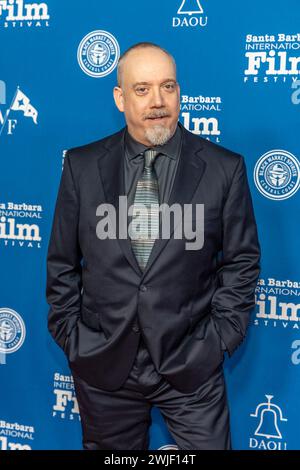 Santa Barbara, Stati Uniti. 14 febbraio 2024. Paul Giamatti arriva al 39° Santa Barbara International Film Festival dove viene premiato con il Cinema Vanguard Award all'Arlington Theatre di Santa Barbara, CA il 14 febbraio 2024. (Foto di Rod Rolle/Sipa USA) credito: SIPA USA/Alamy Live News Foto Stock