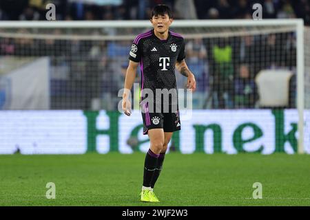 Minjae Kim del Bayern Munchen durante la partita di Champions League tra SS Lazio e FC Bayern Munchen allo stadio Olimpico di Roma (Italia), 14 febbraio 2024. Foto Stock