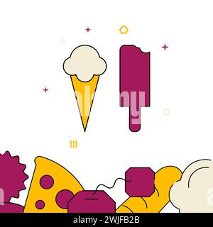 Gelato, icona vettoriale a forma di papavero, semplice illustrazione, bordo inferiore correlato. Illustrazione Vettoriale