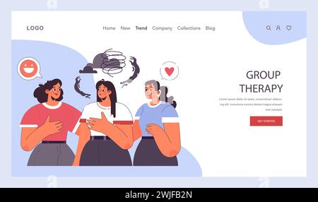 Banner web o pagina di destinazione per disturbi da stress post-traumatico. Donna che soffre di disturbi mentali, che ha a che fare con disperazione, paura e dolore. Ansia e depressione. Illustrazione vettoriale piatta Illustrazione Vettoriale