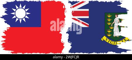 Isole Vergini britanniche e Taiwan grunge flag Connection, vettore Illustrazione Vettoriale